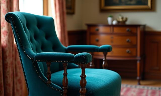 Gerepareerde antieke stoel in een klassieke setting