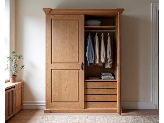 Ambachtelijke eikenhouten kledingkast