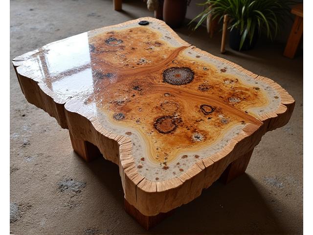 Unieke salontafel van rivierhout en epoxy